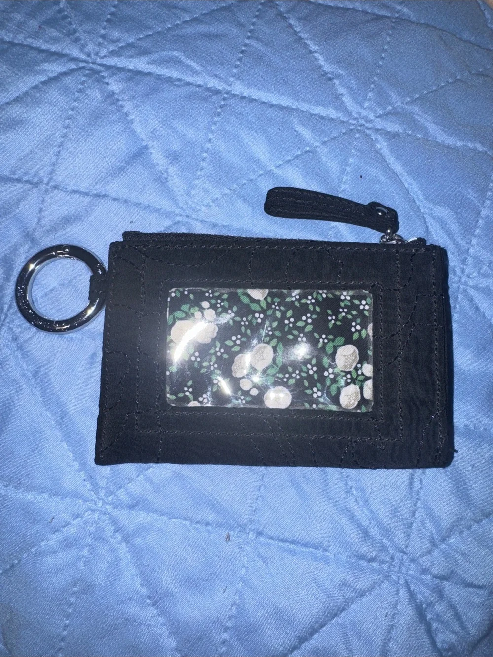 Vera Bradley Black Quilted Key Ring Card Pouch